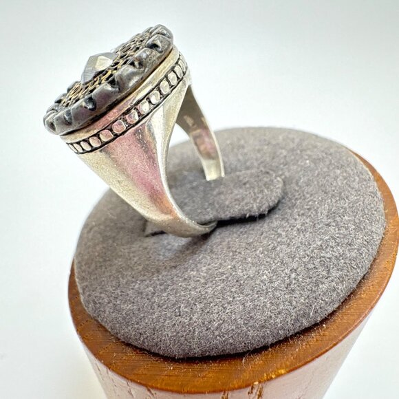 VTG Sterling Silver 925 Signet Style Shield Design Statement RIng Size 6.75 - Picture 3 of 12